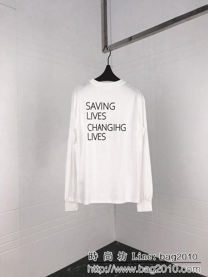 BALENCIAGA巴黎世家 18秋冬新款 世界糧食計畫署 白色長袖T恤 巴黎最新款 情侶款 ydi1158
